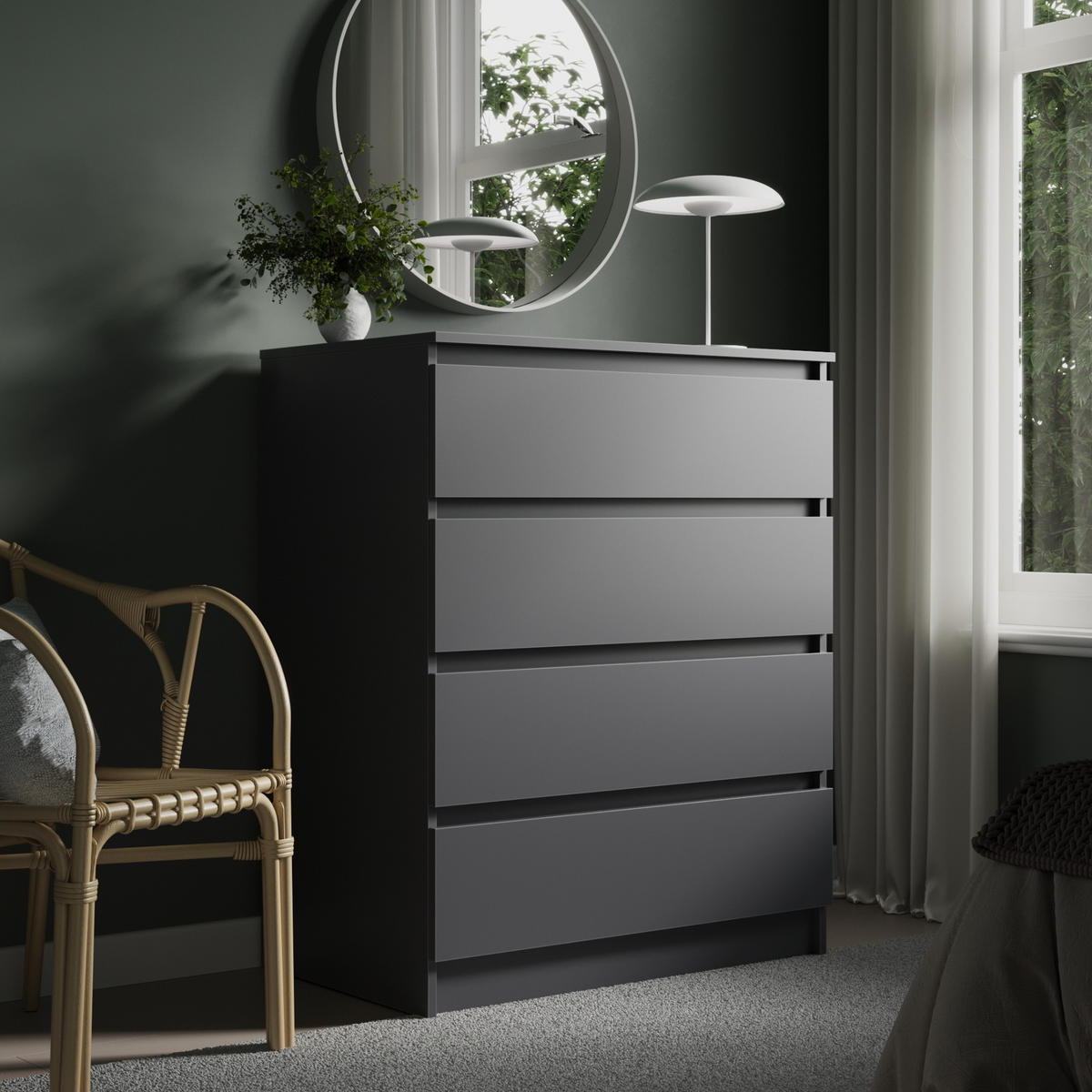 KOMMODE mit 4 Schubladen 80cm breit in Anthrazit - Anthrazit, Holzwerkstoff (80/100/50cm) - Home Collective