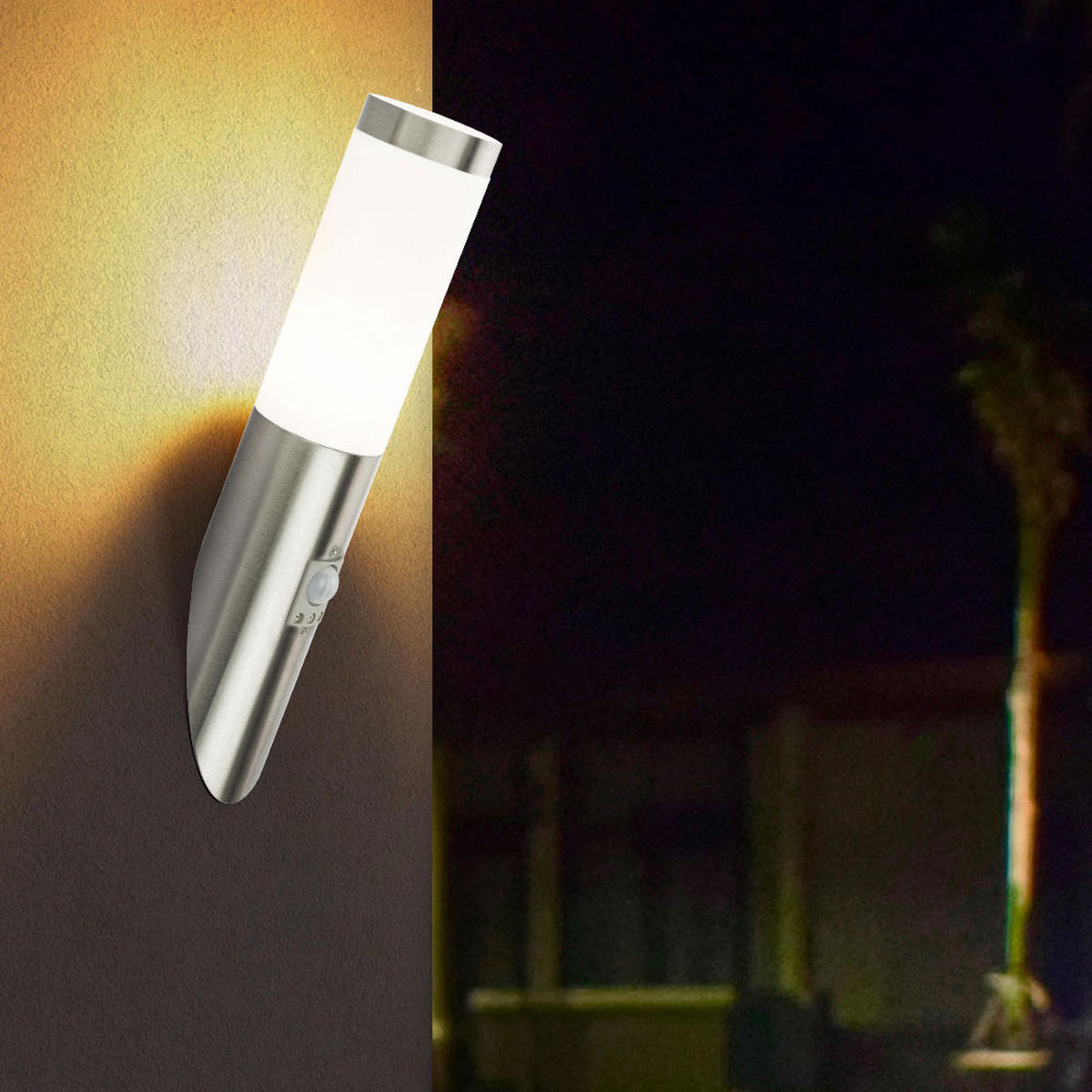 LED AUSSEN-WANDLEUCHTE Silber mit Bewegungsmelder - Silberfarben, Metall (16.6/41/20cm)