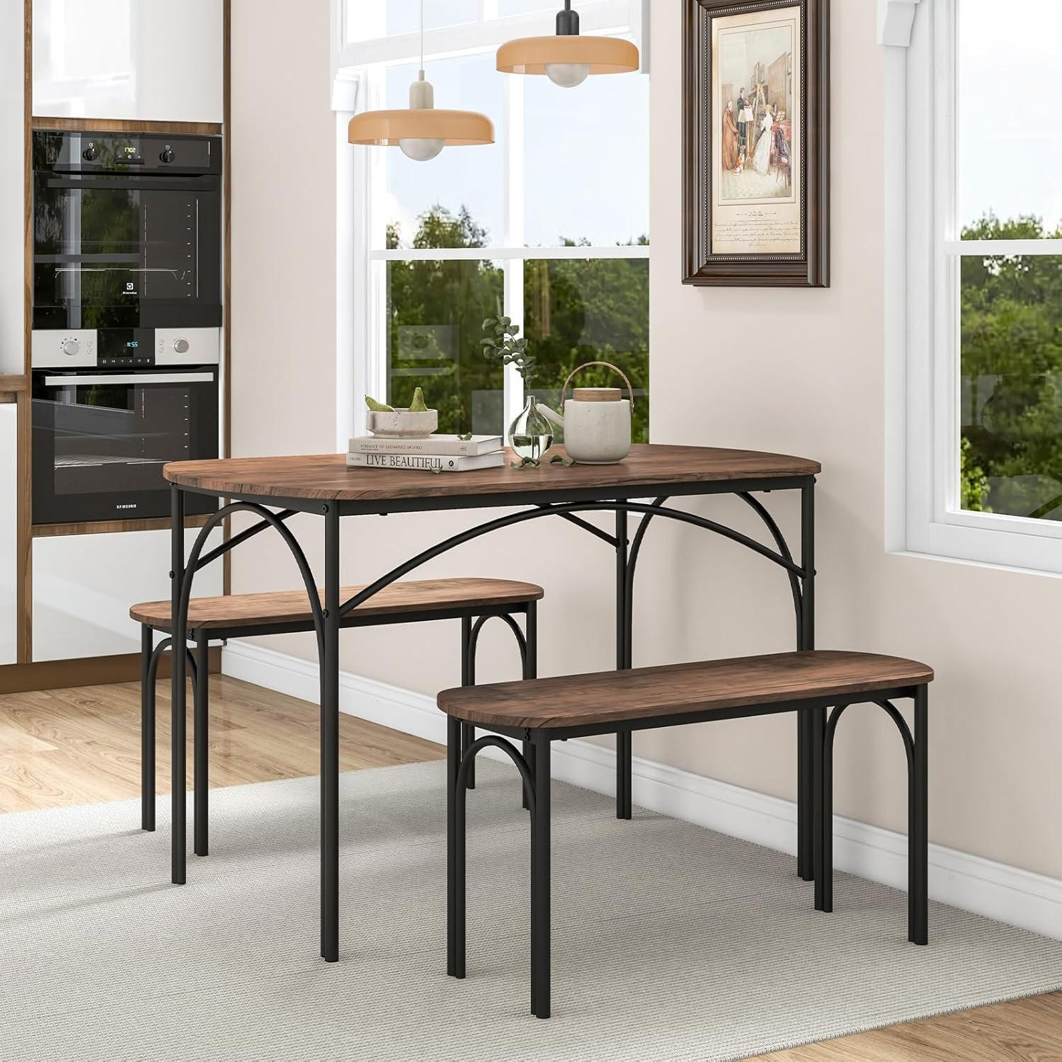 ESSGRUPPEN dunkelbraun(3-teilig) - Dunkelbraun, Holzwerkstoff (70/76/120cm) - COSTWAY