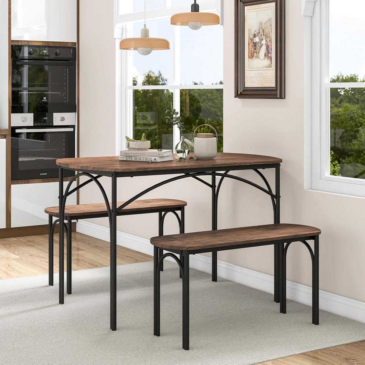 ESSGRUPPEN dunkelbraun(3-teilig) - Dunkelbraun, Holzwerkstoff (70/76/120cm) - COSTWAY