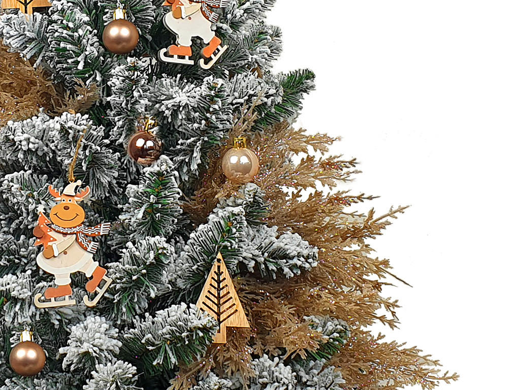 WEIHNACHTSBAUM künstlicher 60 cm mit LED-Beleuchtung, RENTIERFREUDE, mit 27 Weihnachtsbaumschmuck, Pflanztopf mit Jutesack - Silberfarben/Weiß, Kunststoff/Stein (40/60cm) - LAALU