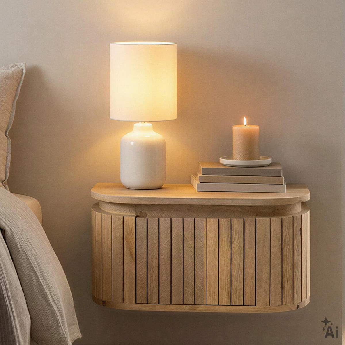 HÄNGENDER NACHTTISCH CALASIA natur - Naturfarben, Holz (55/25/35cm) - IDIMEX