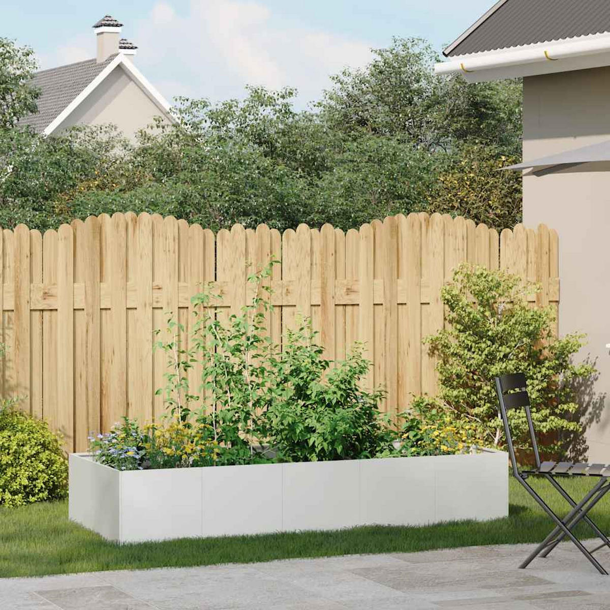 PFLANZGEFÄSSE Weiss 200/80/40 Cm Stahl - Weiß, Metall (80/40/200cm) - vidaXL