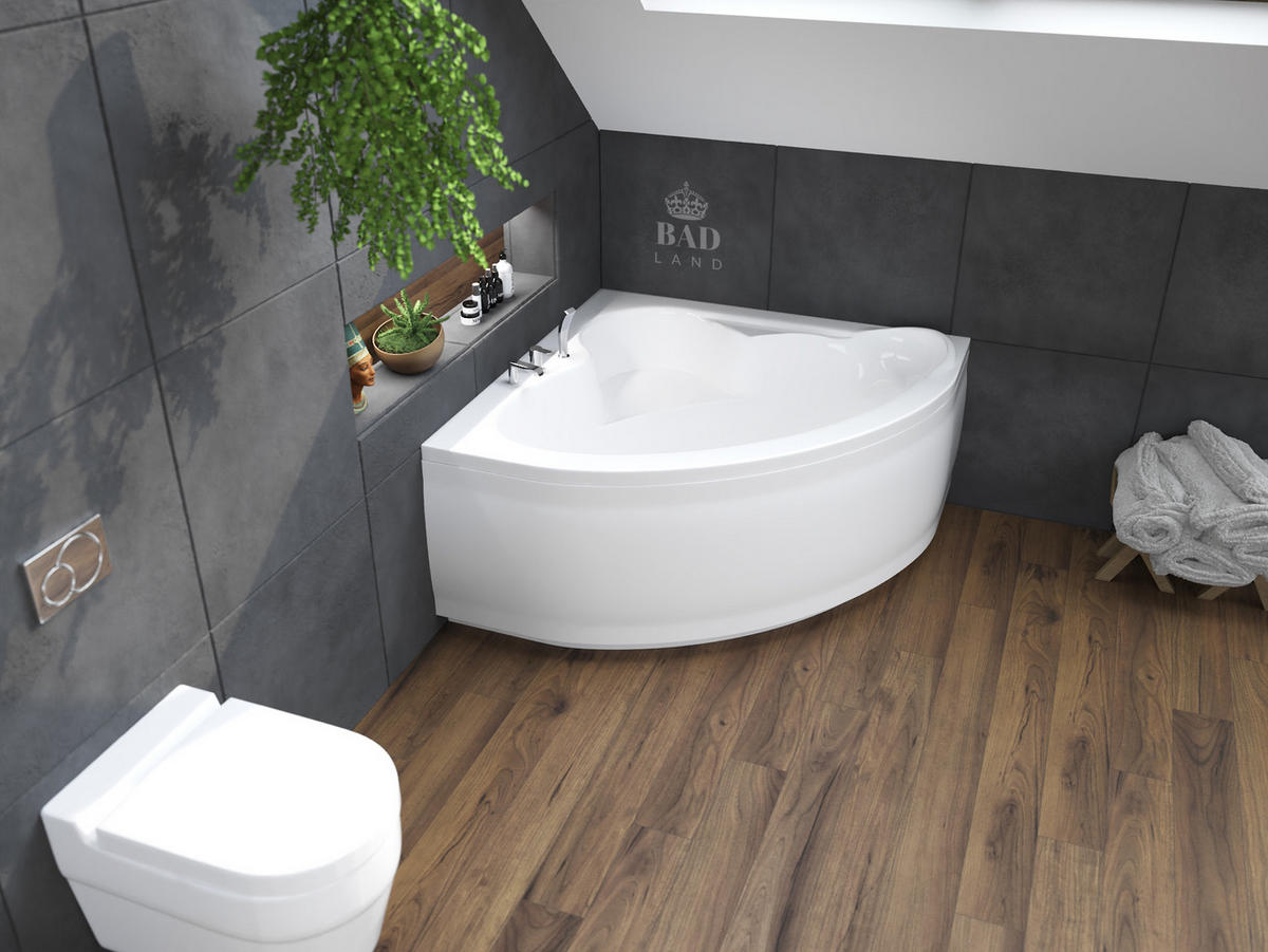 BADEWANNE Eckwanne STANDARD 120/120 Ablauf & Füße - Weiß, Kunststoff (120/57.5/120cm) - bad land