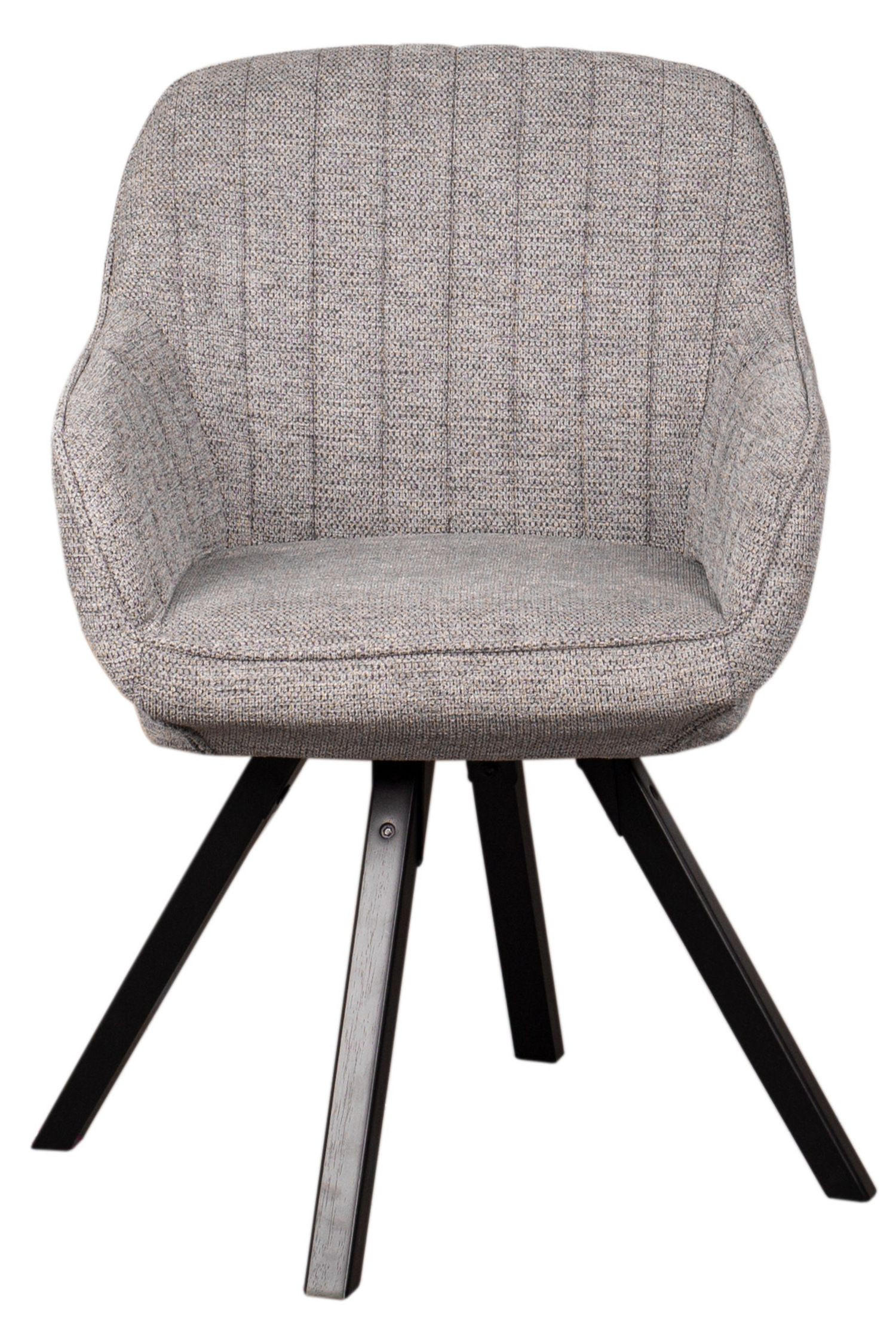 DININGSESSEL Matera - 4er Set - drehbar - hellgrau - Hellgrau/Schwarz, Textil/Metall (59/84/61cm) - bene living