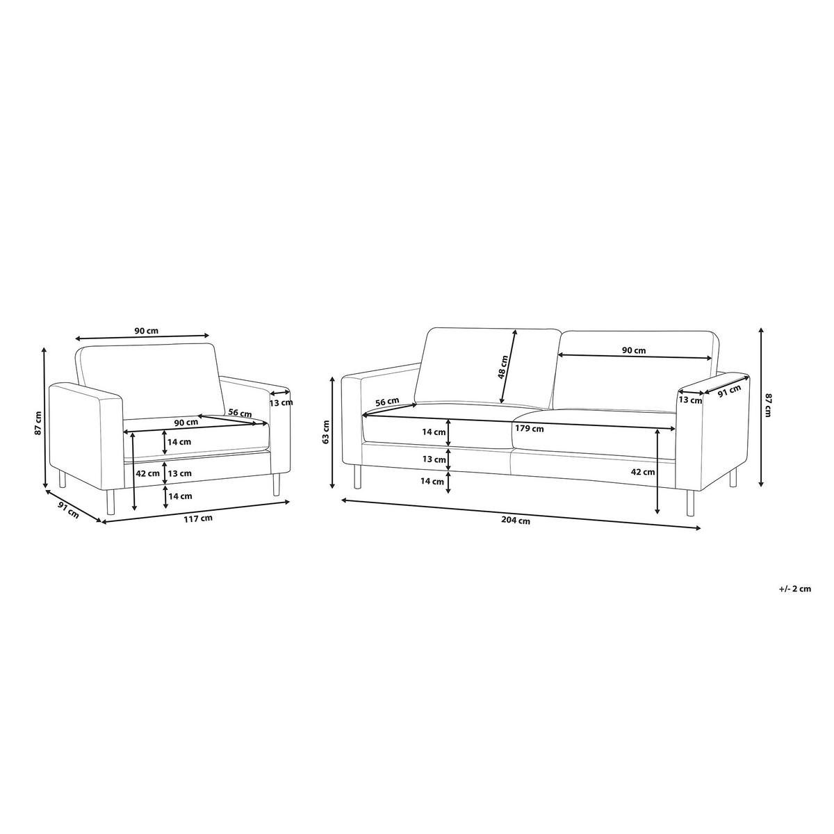 SOFA-SET 4-sitzer Lederoptik Beige Savalen - Beige, Kunststoff/Textil (204/87/91cm) - Beliani