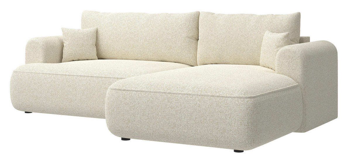 ECKSOFA Ovo Hellbeige Webstoff-Bezug - Ecru/Schwarz, Kunststoff/Textil (260/165cm) - Selsey