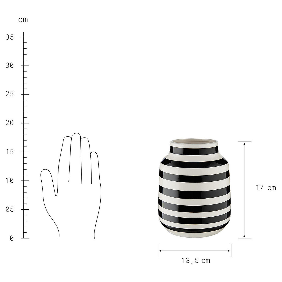 VASE Malika - Schwarz/Weiß, Stein (17cm) - Butlers