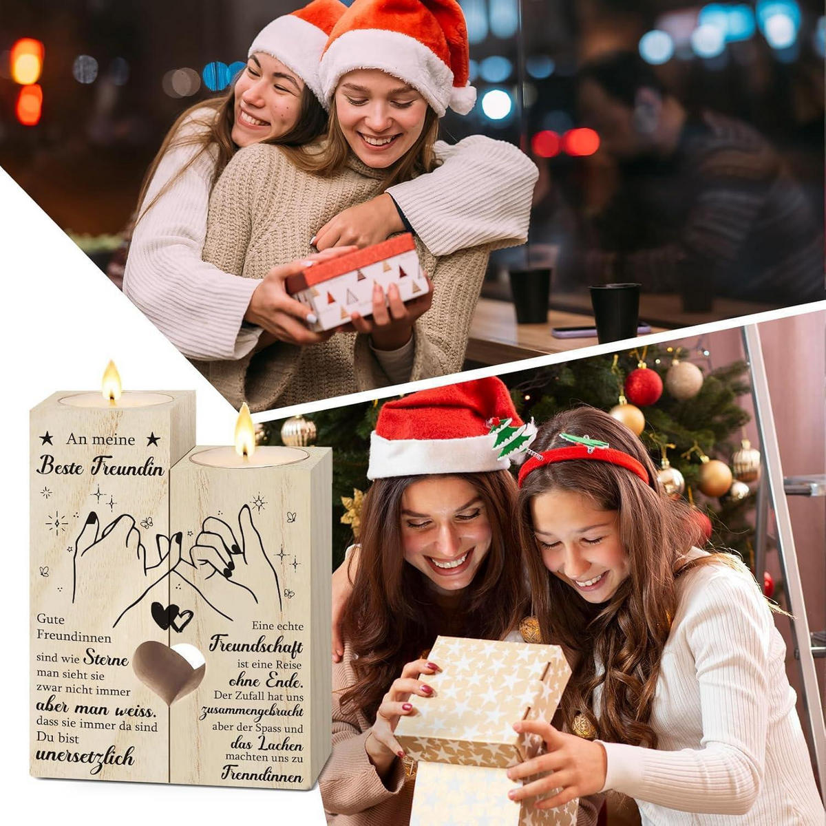 KERZENSTÄNDER Holz Freundschaftsgeschenk - Braun, Holz (4.5/12/9cm)