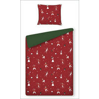 BETTWÄSCHE Baumwoll OLINERINI, 140x200 cm, Rot, Winter Weihnachten Bettbezug, Weihnachtsdeko, Christmas, Weihnachtsmotiv - Rot, Textil (140/200cm) - home&you