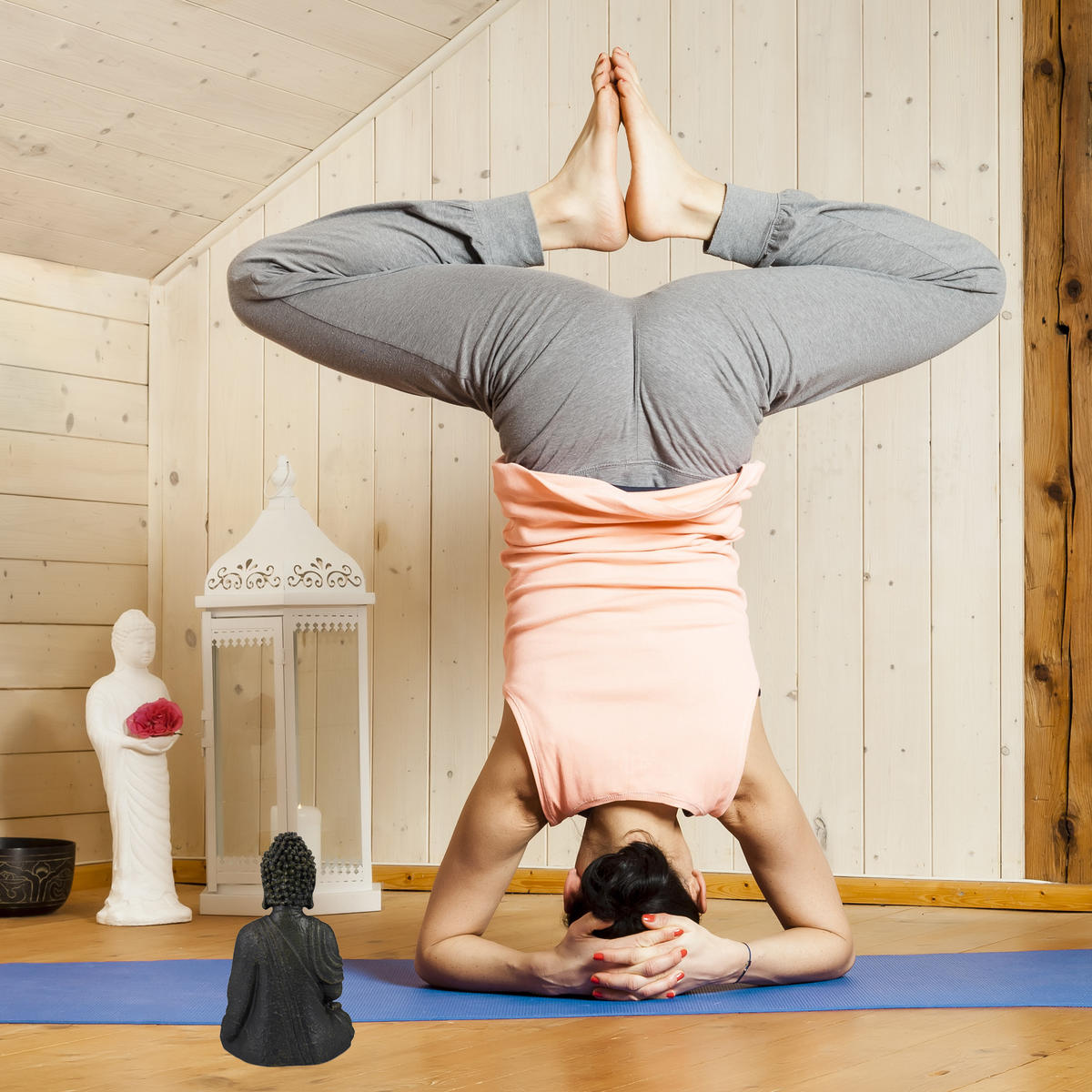 BUDDHAFIGUR - Anthrazit, Kunststoff (10/18/8cm) - Relaxdays