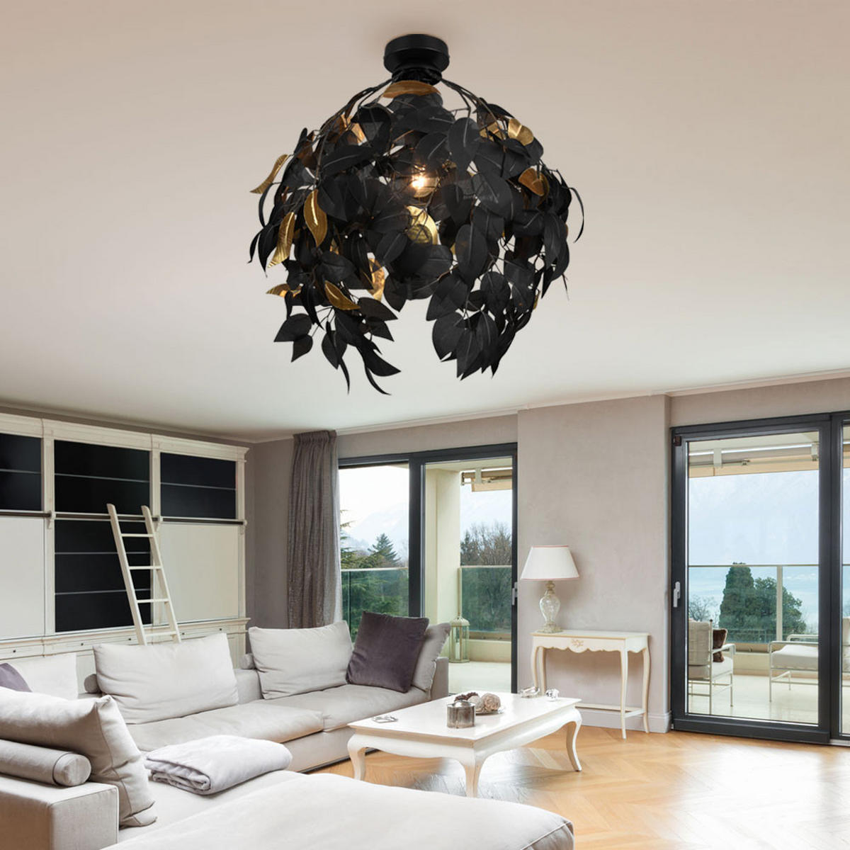 LED DECKENLEUCHTE Metall Schwarz Gold - Schwarz, Metall (38/38/58cm)