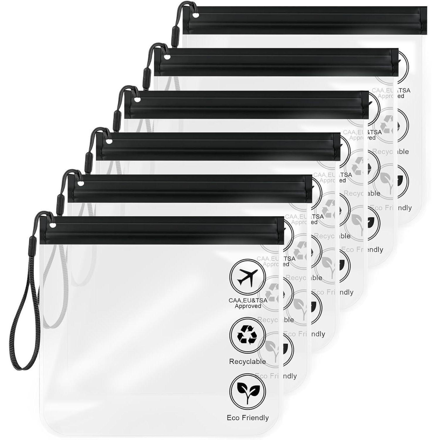 KULTURBEUTEL 6-teiliges Set 20 cm Schwarz - Transparent, Kunststoff (20/2/20cm)