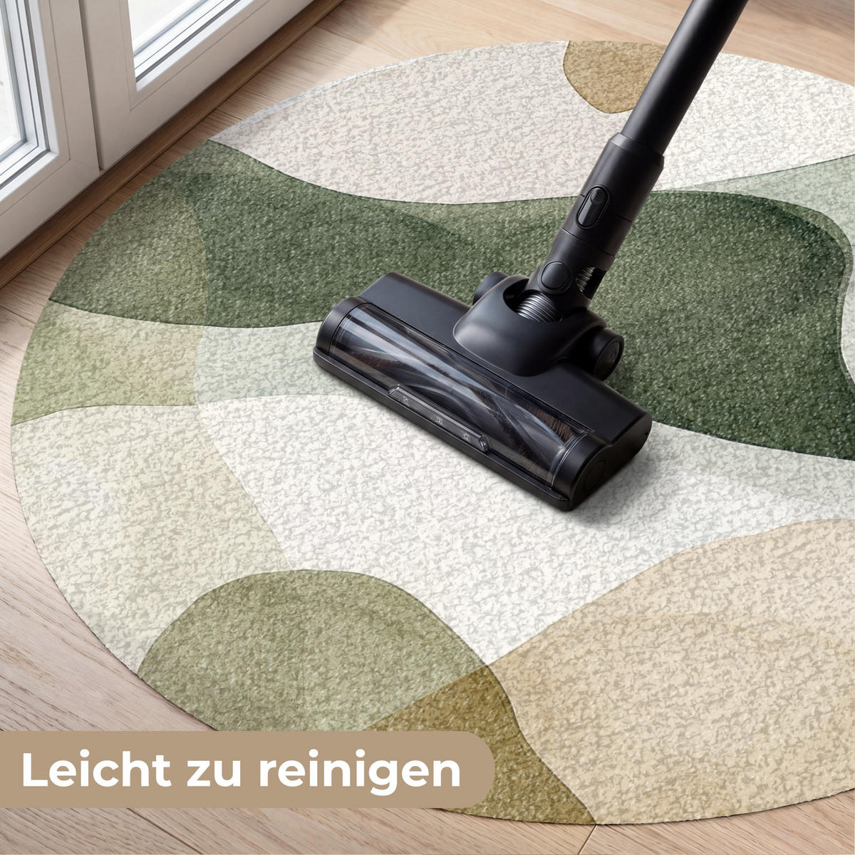ROHOŽKA Japandi - Abstraktní - Zelená 90x90 cm - různobarevná, textil/umělá hmota (90/0.4cm) - MuchoWow
