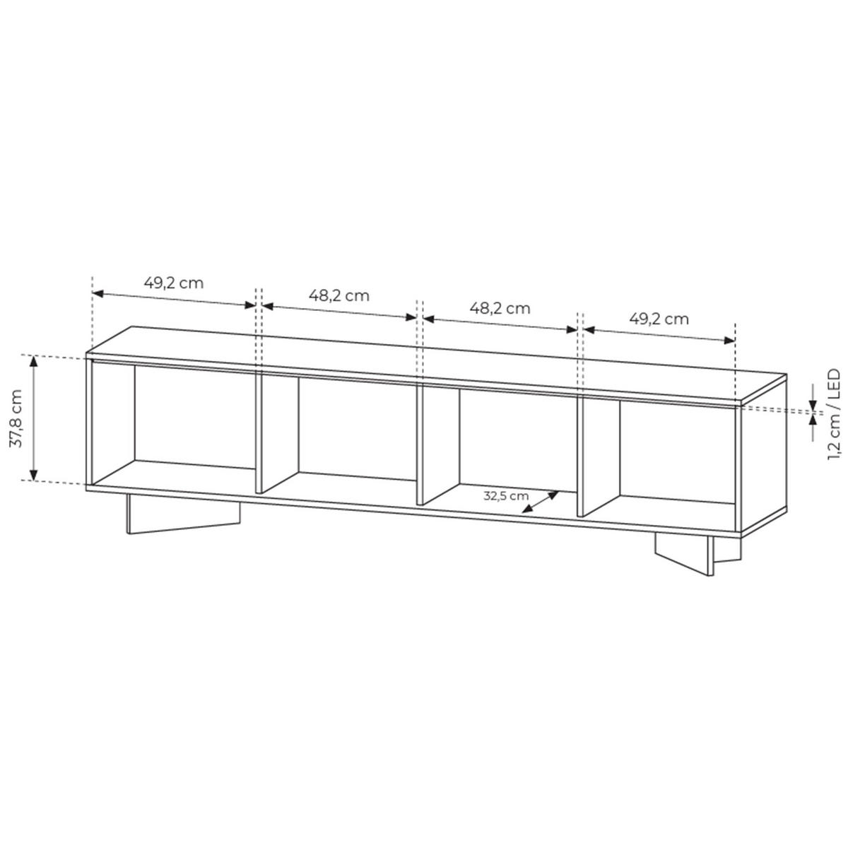 TV stolek Semi, 203 cm - kapučínová/béžová, kompozitní dřevo (203.9/54.4/40cm) - Selsey