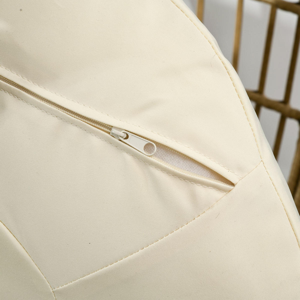 GARTENSTUHL aus Stahl 105x90x148 cm in Khaki mit Sitzkissen - Beige, Metall (105/148/90cm) - Modfu