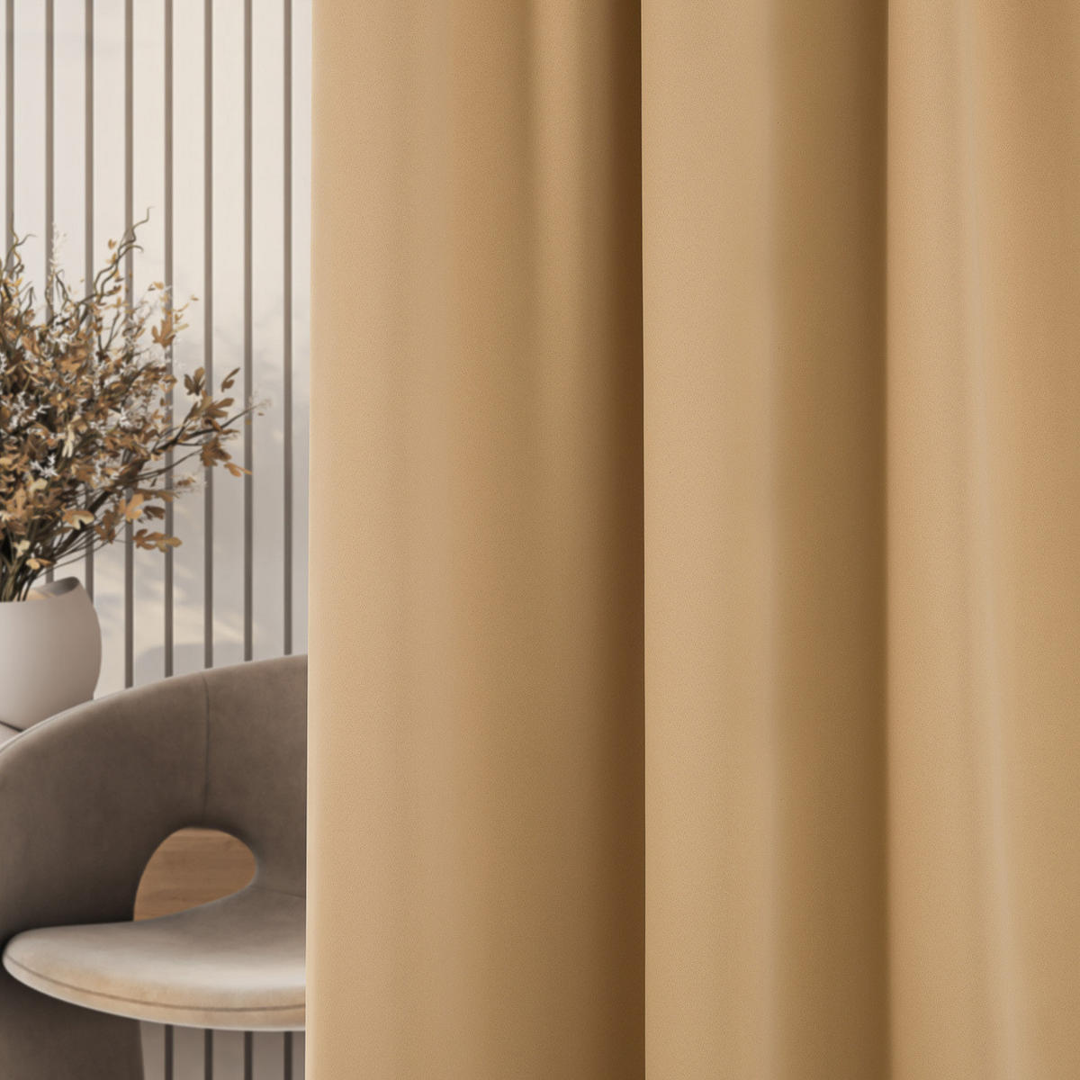 VERDUNKELUNGSVORHANG mit Schlaufenband 140x280 cm dunkelbeige - Hellbraun, Textil (140/280/1cm) - Dekoria