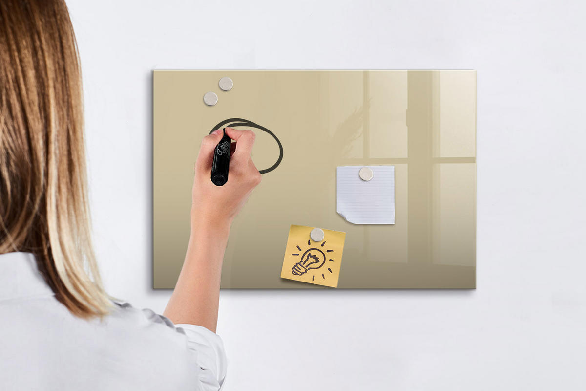 MAGNETTAFEL 60x40 Beige schwarzer Marker - Sandfarben, Glas (60/0.4/40cm) - TULUP
