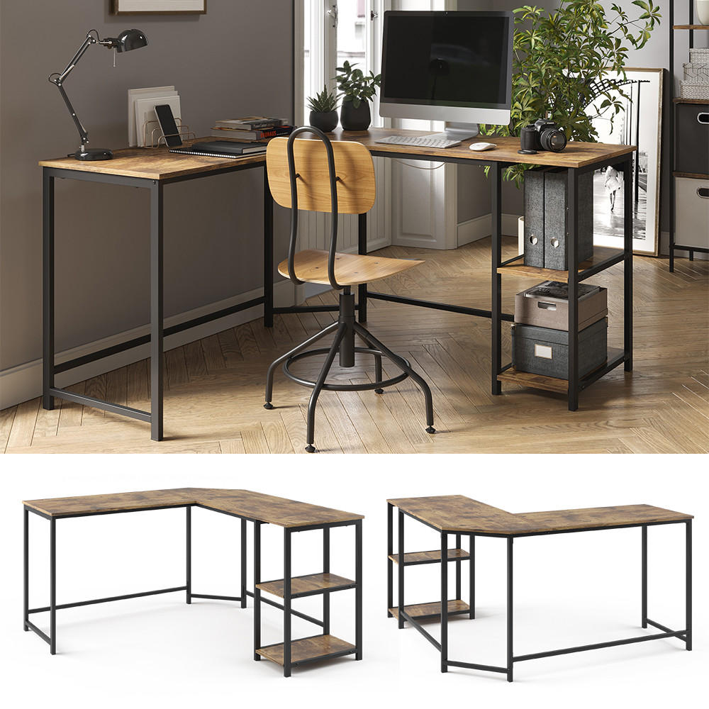 ECKSCHREIBTISCH Fyrk, Eiche rustikal/Schwarz, 138 x 138 cm - Alteiche/Schwarz, Holzwerkstoff (50/138/75cm) - Vicco