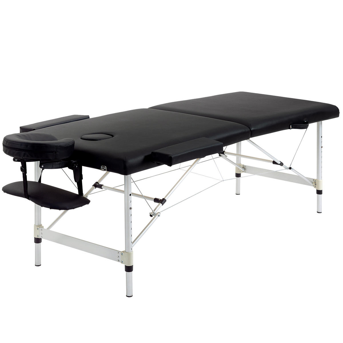 MASSAGELIEGE DE-18894 210x90 cm, höhenverstellbar, 225 kg Schwarz - Schwarz, Metall (90/84/210cm) - ComfortXL