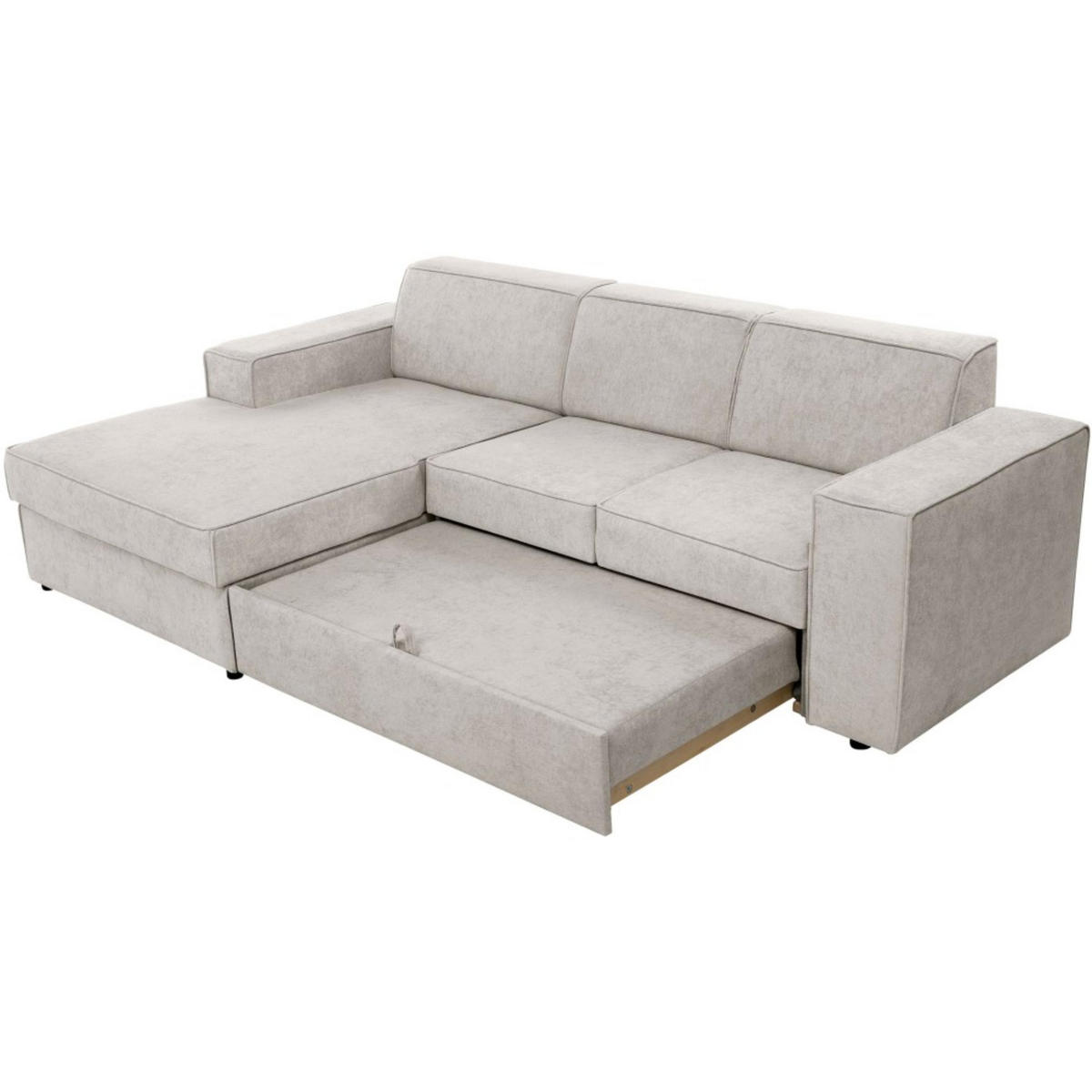 ECKSCHLAFSOFA mit Schlaffunktion Pedro L beige links - Beige/Schwarz, Kunststoff/Textil (267/160cm) - Beautysofa