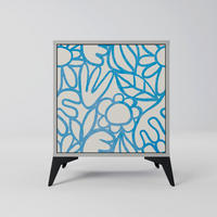 SIDEBOARD BLOOMY MORNING, Grau, 57,5x42x70,5 cm, Schwarze Metall-Sternfüße - Multicolor/Schwarz, Holzwerkstoff/Metall (57.5/70.5/42cm) - SpaceRebels