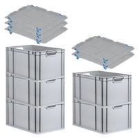 EUROBOX 5x Nextgen Economy Mit Auflagedeckel Grau/Blau Griffe Offen 65 Liter - Blau, Kunststoff (40/32/60cm) - PROREGAL