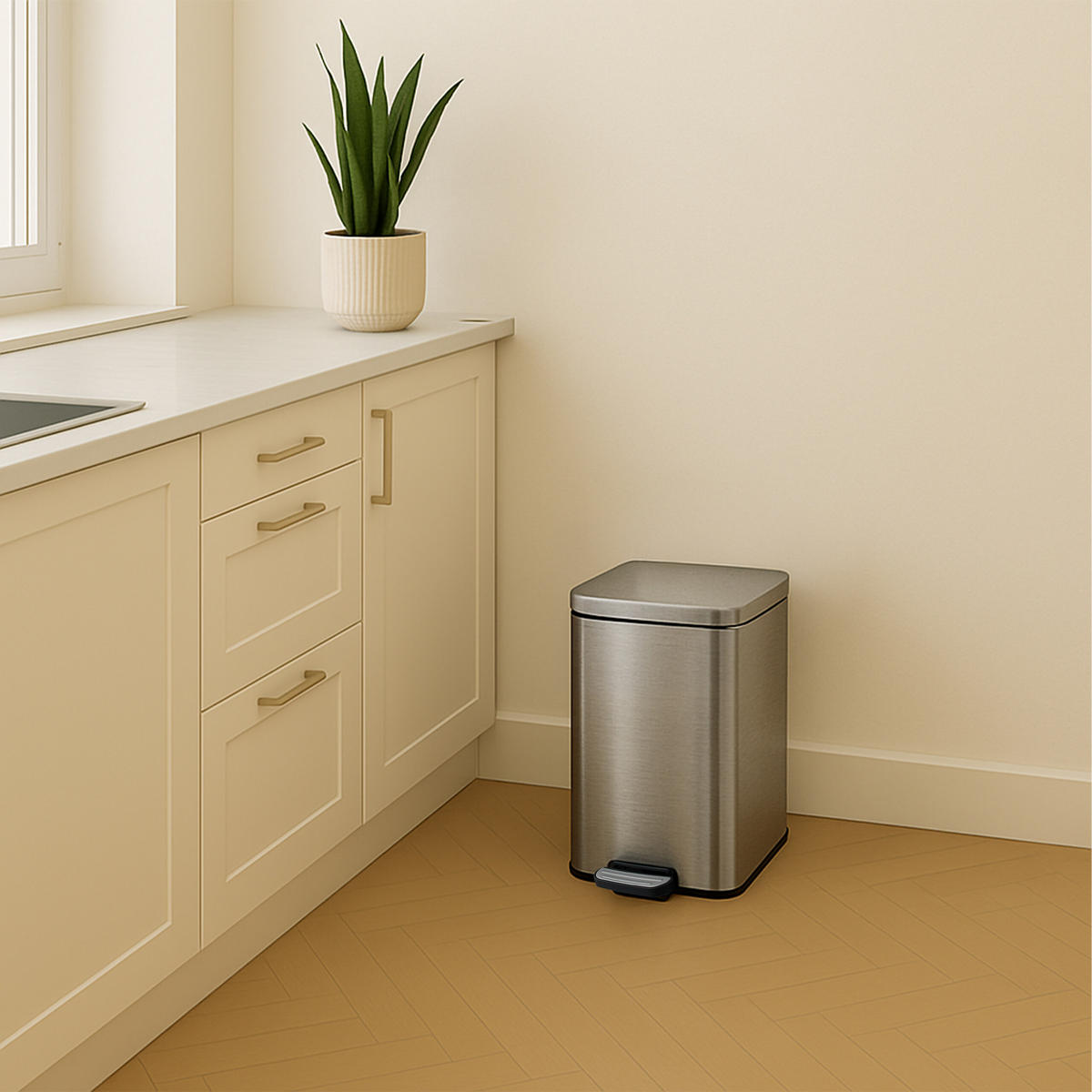 MÜLLEIMER 20l - Silberfarben, Kunststoff/Metall (28/40/34cm) - Relaxdays