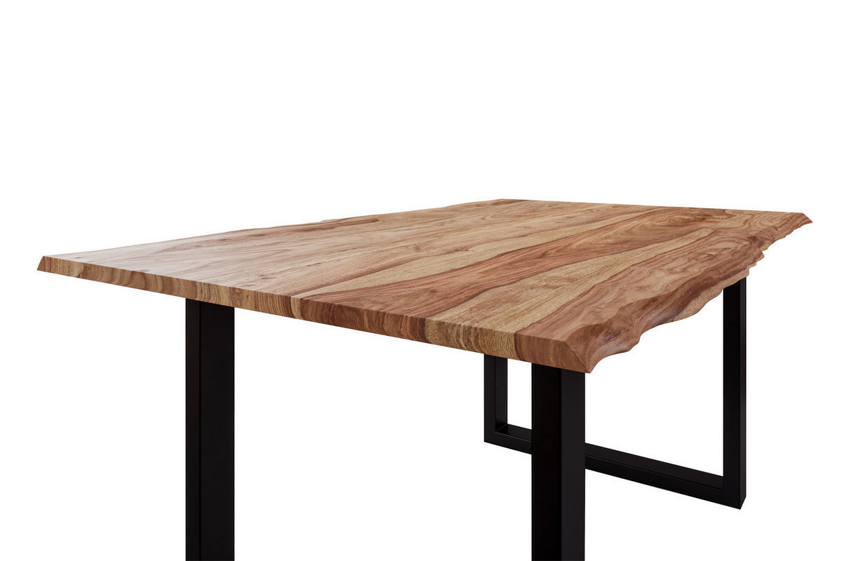 ESSTISCH MAILAND - Beige/Schwarz, Holz/Metall (80/140/77cm) - SAM