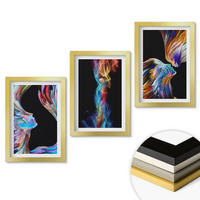 WANDBILDER 3er Set - 20x30 cm Goldrahmen - Bunte abstrakte Gesichter - Goldfarben, Kunststoff (20/30cm) - ArtPrintCave