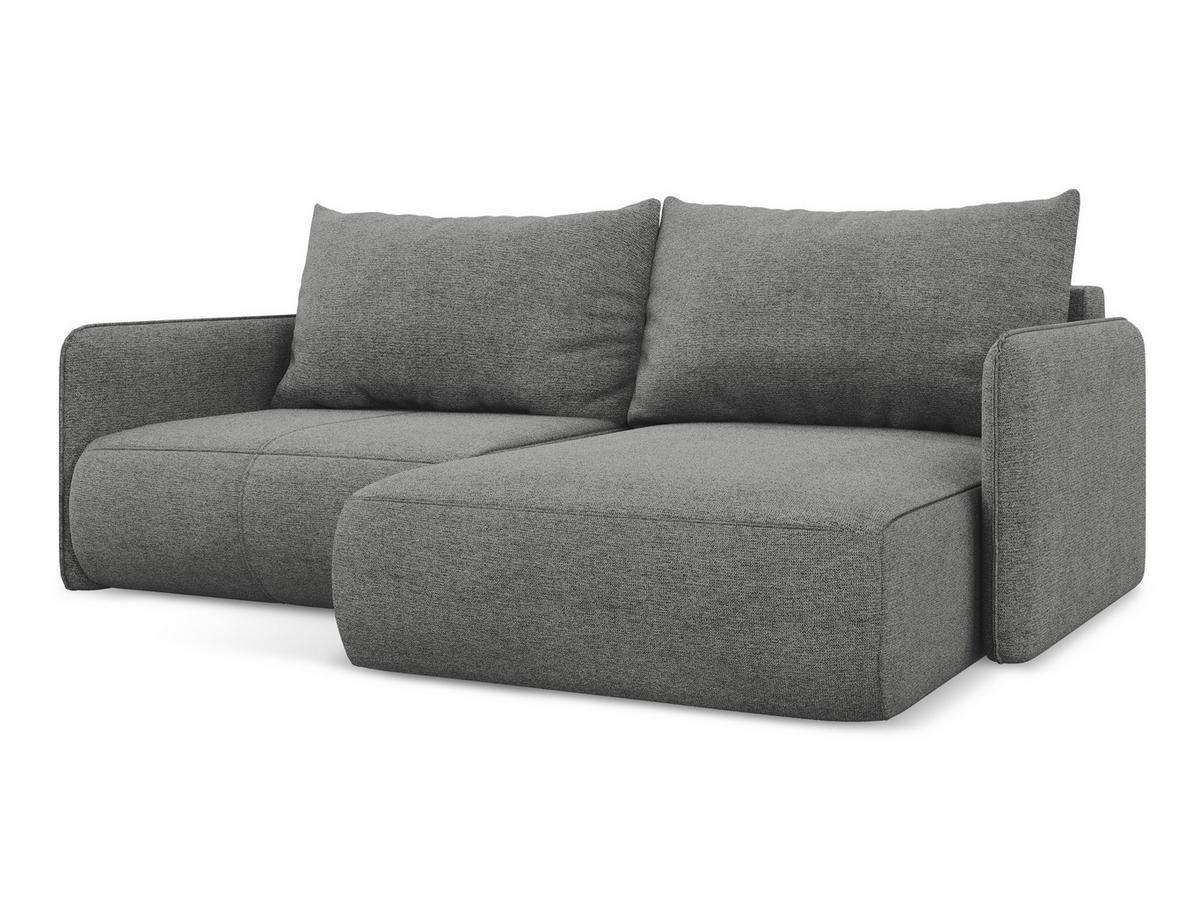 ECKSOFA mit Schlaffunktion Chenille Stoff Grau - Schieferfarben/Schwarz, Kunststoff/Textil (207/148cm) - Makamii