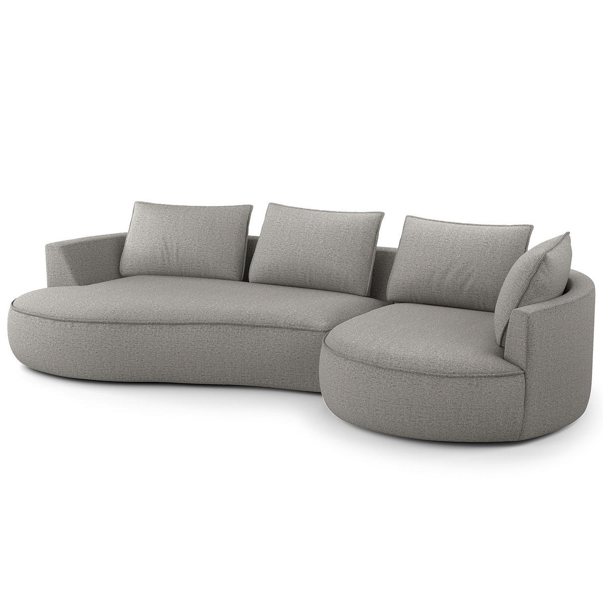 BIGSOFA - Hellgrau/Schwarz, Kunststoff/Textil (322/82/154cm) - home24