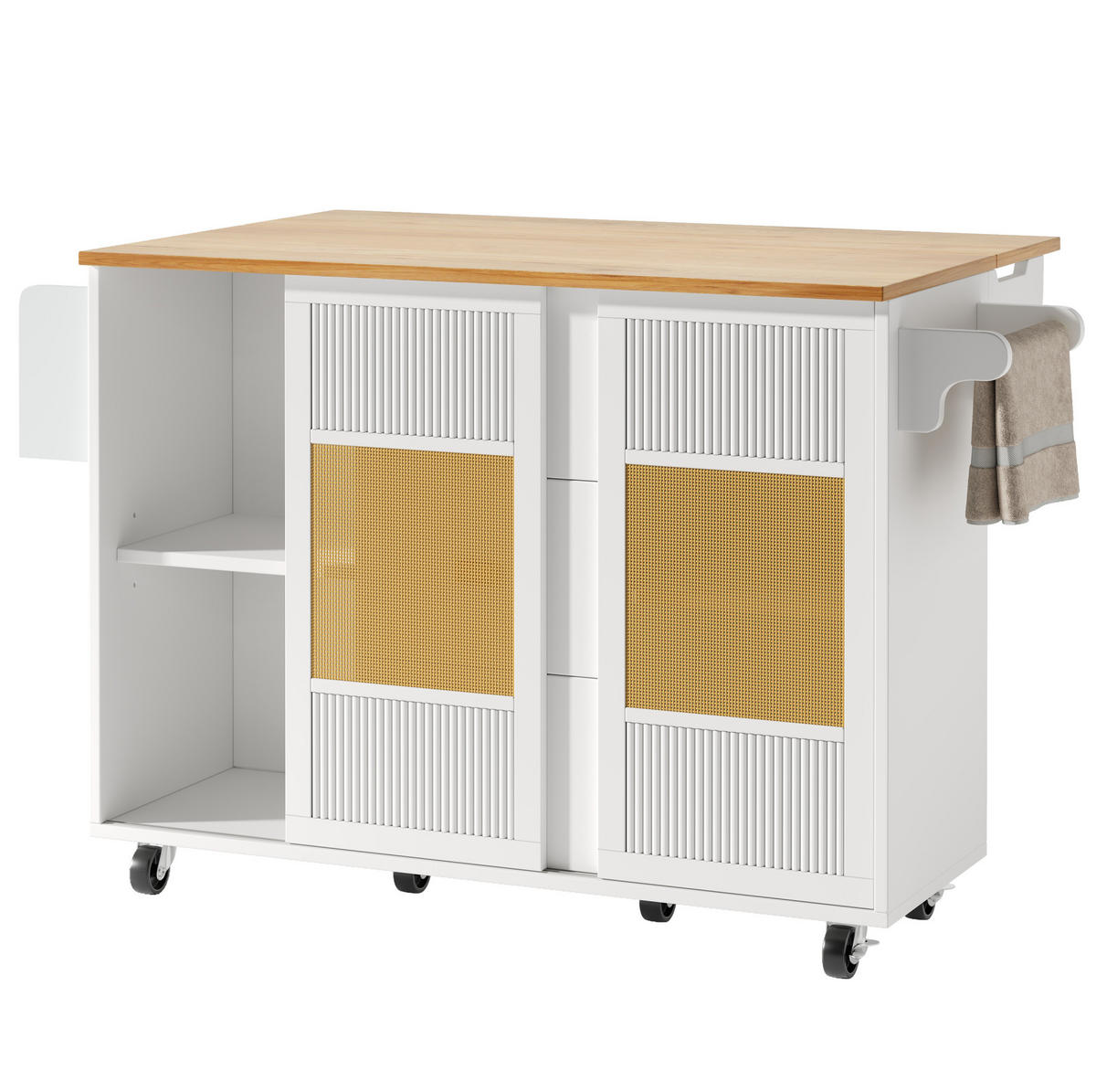 KÜCHENINSEL mit Klapptisch 146,85 x 70 x 90 cm Weiß - Weiß, Metall (70/90/146.85cm) - Beauniv