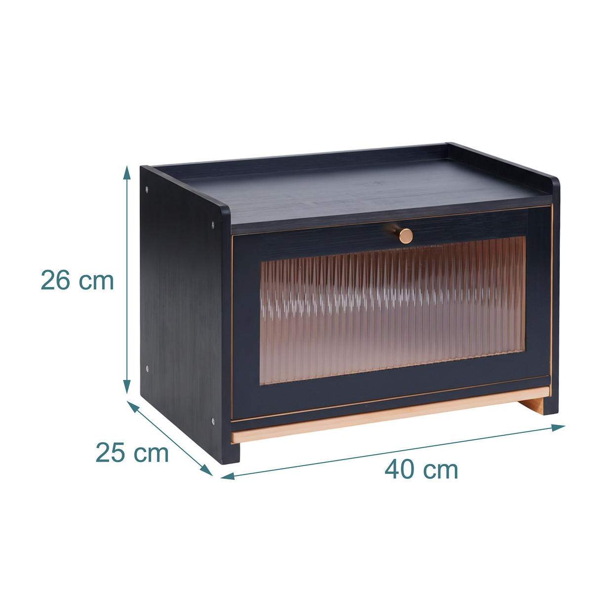 DÓZA na chlieb - čierna, drevo/plast (40/26/25cm) - Relaxdays