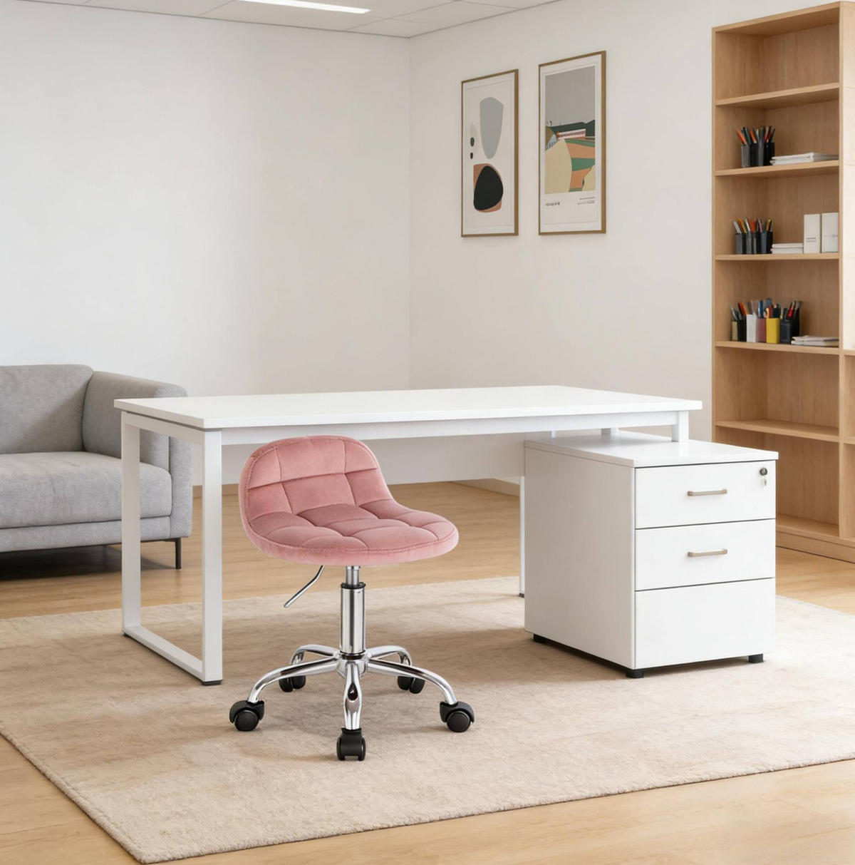 BÜROSTUHL höhenverstellbar Samt Pink - Pink, Metall (38/68/31cm) - Meubliv
