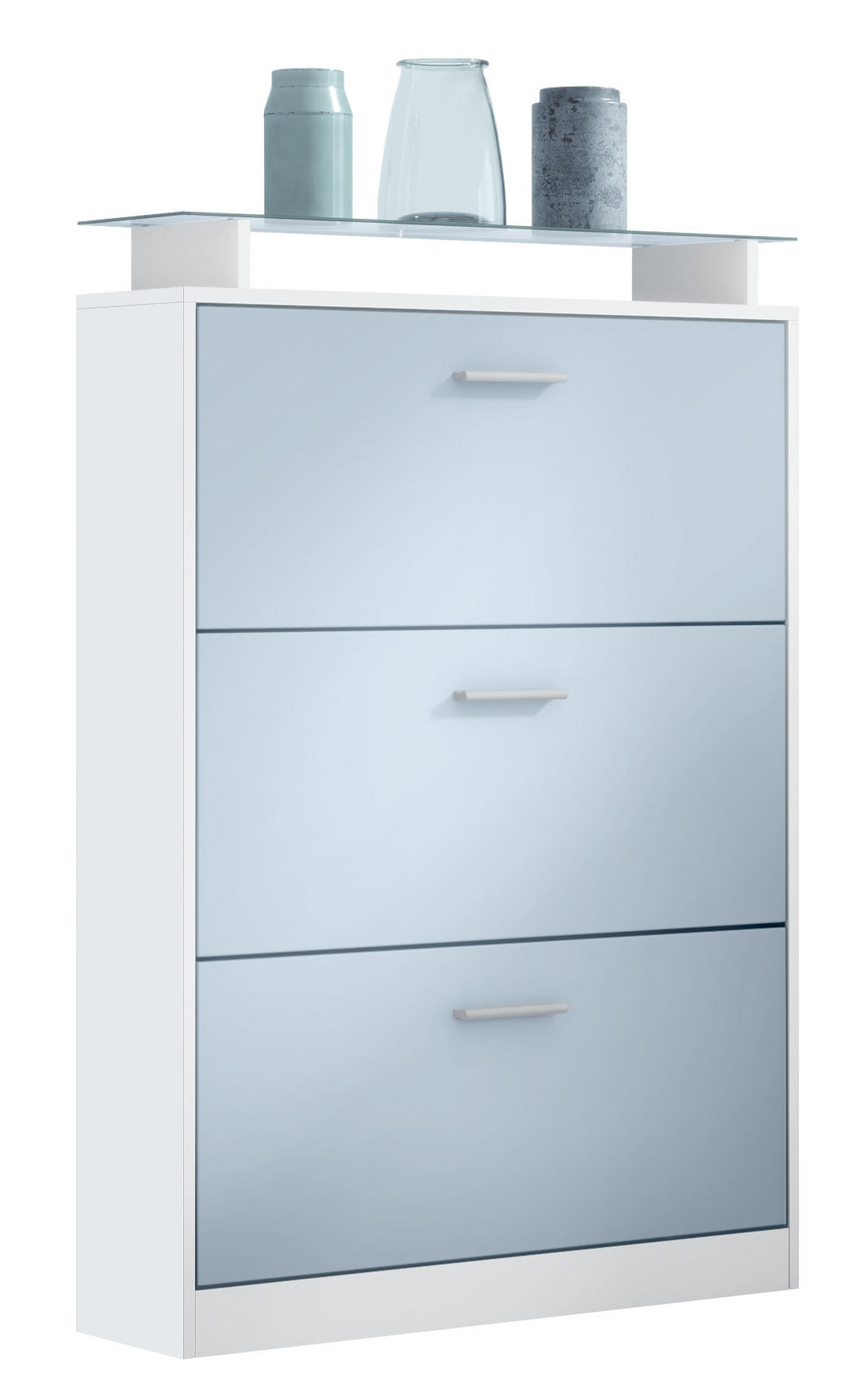 SCHUHSCHRANK Lavia Front in Denim - Pastellblau, Holzwerkstoff (89/128/23cm) - Vladon