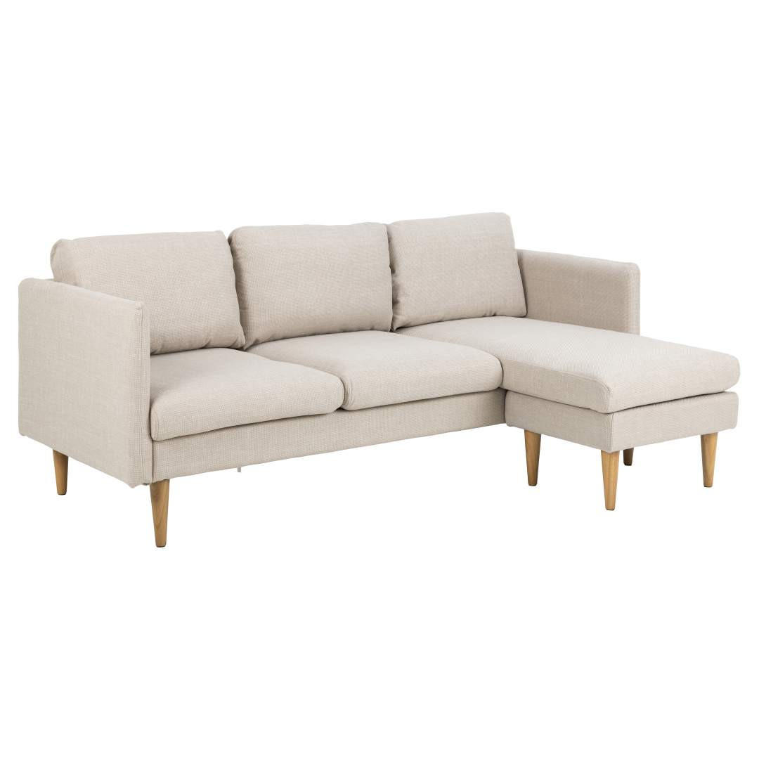 CHAISELONGSOFA, Milly, Beige, Stoff, 201 x 132 x 84 cm - Beige, Textil (201/84/132cm) - ebuy24