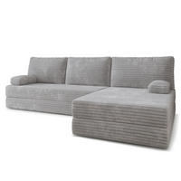 ECKSOFA ANKO modulares Boneless Sofa mit Schlaffunktion Hellgrau Kordstoff - Grau, Textil (270/160cm) - MASSENO