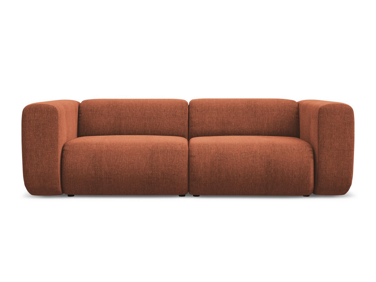 3-SITZER SOFA Chenille Stoff Orange - Terra cotta/Schwarz, Kunststoff/Textil (228/70/89cm) - Makamii