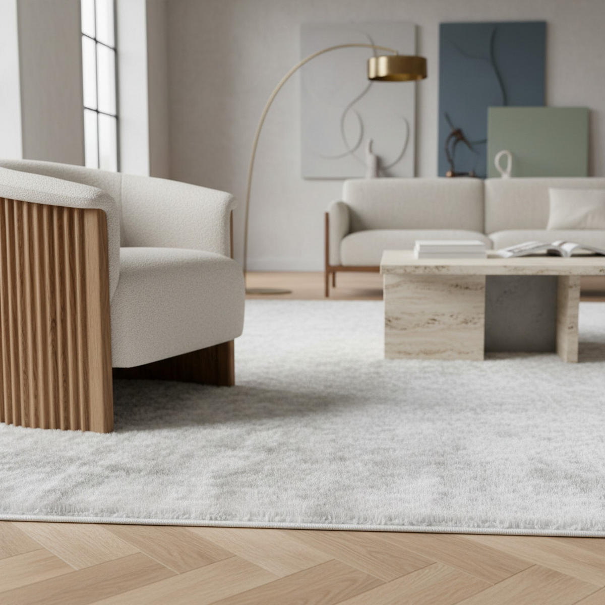 TEPPICH Kurzflor Unifarben Polyester Antirutsch Wohnzimmer Weiß Rechteckig 200x280 - Weiß, Textil (280/200cm) - KADIMA DESIGN