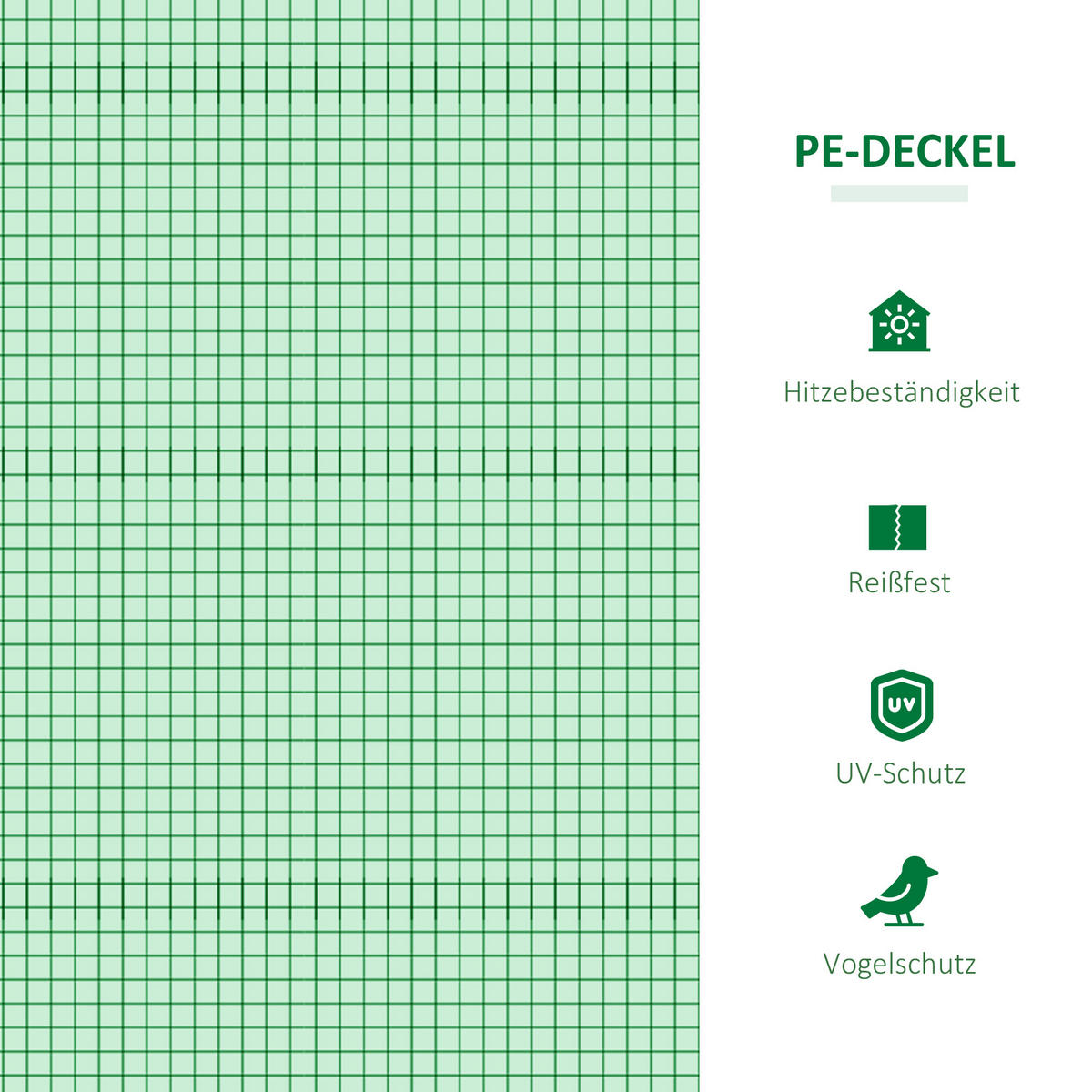 FOLIENGEWÄCHSHAUS, Grün, Metall, PE - Grün, Kunststoff (92/92/180cm) - Outsunny