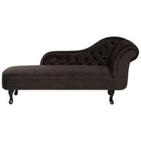 CHAISELONGUE Samtstoff dunkelbraun rechtsseitig Nimes - Braun, Textil (170/79/61cm) - Beliani