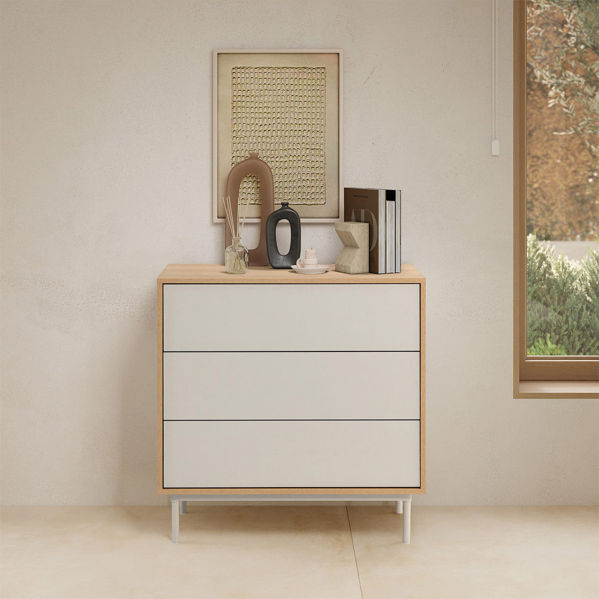 KOMMODE 80/80/40 Cuzco Eichenfarbe/grau - Grau, Holzwerkstoff (80/80/40cm) - VS Venta-stock