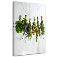 LEINWANDBILD Kräuter Gewürze Pflanzen 70x100cm - Weiß, Textil (70/100cm) - Feeby