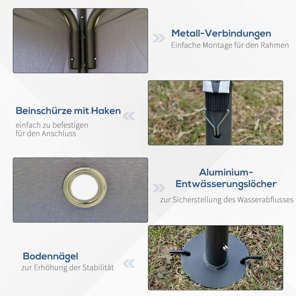 PAVILLON, Grau/Beige, Metall , Polyester - Grau, Metall (345/268/345cm) - Outsunny
