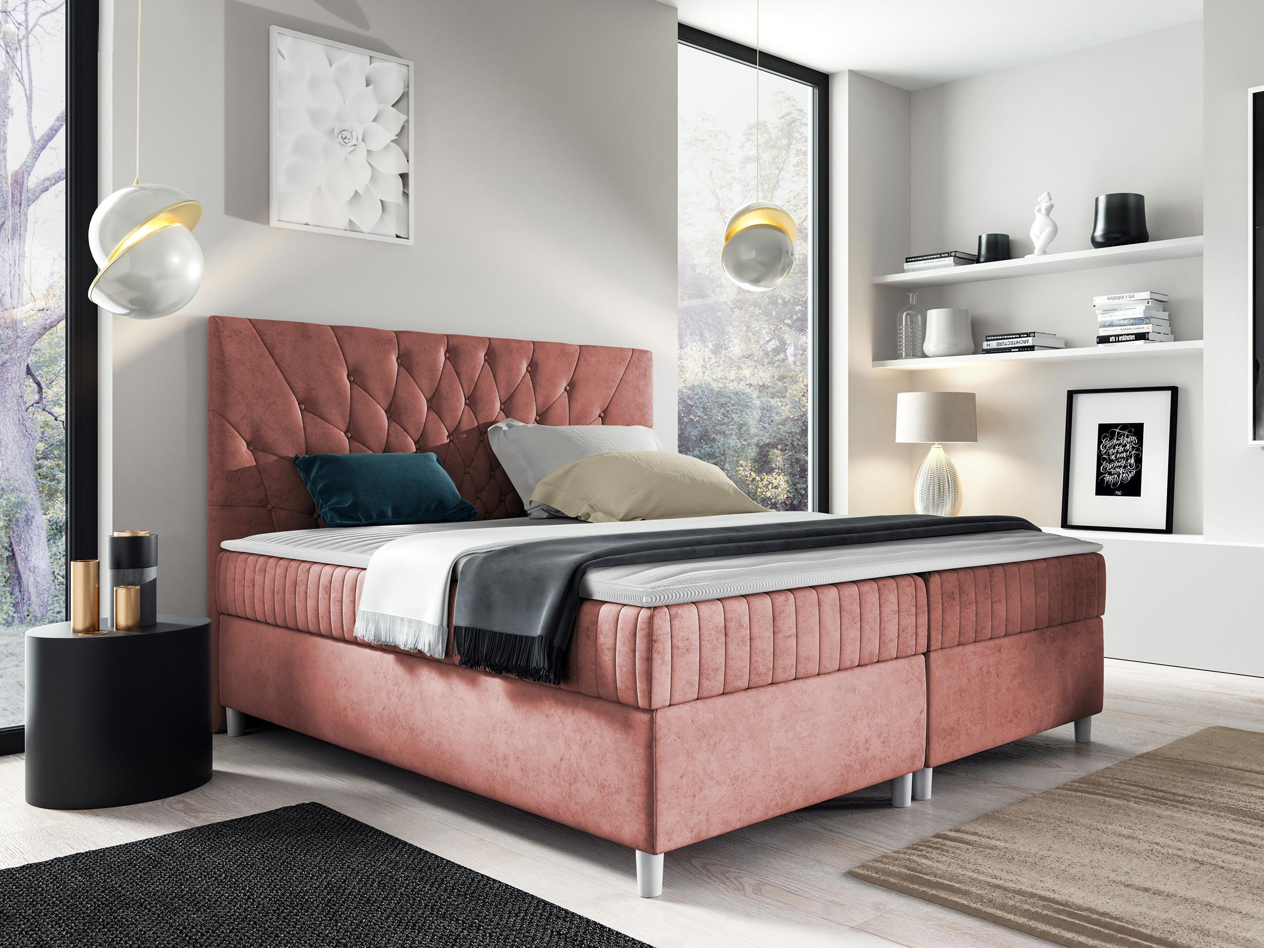 BOXBETT Prowansja - Rosa, Holz (180/200cm) - MIRJAN24