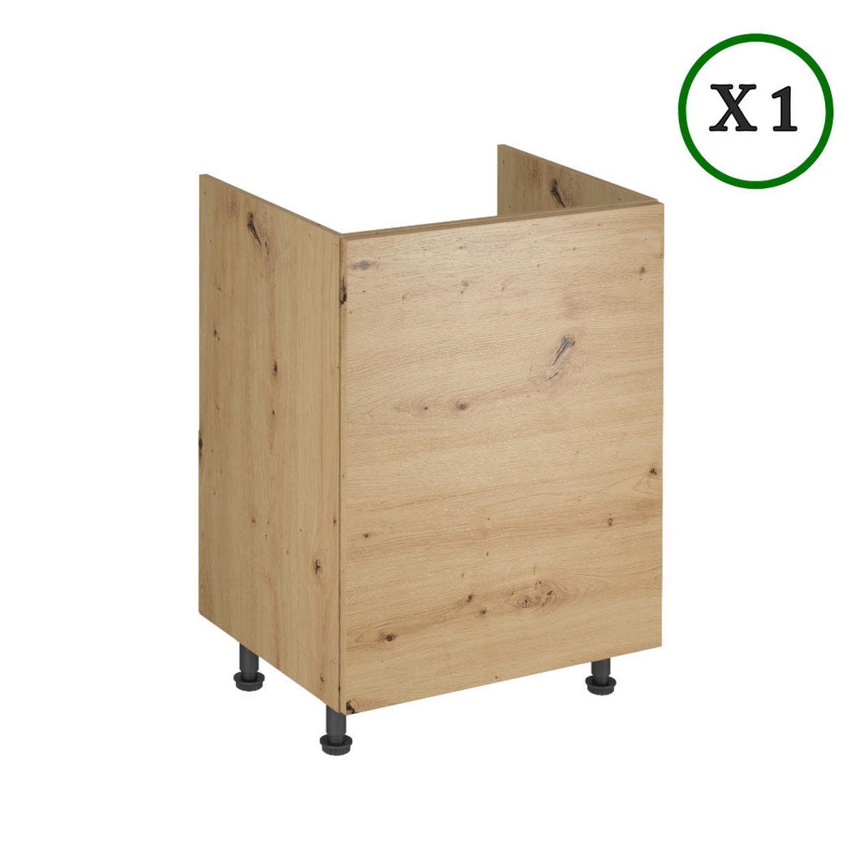 KÜCHENZEILE 240 cm - Langen K25-M240 - in Artisan Eiche/Grau - Eiche Artisan/Grau, Holz/Metall (240/210/47cm)