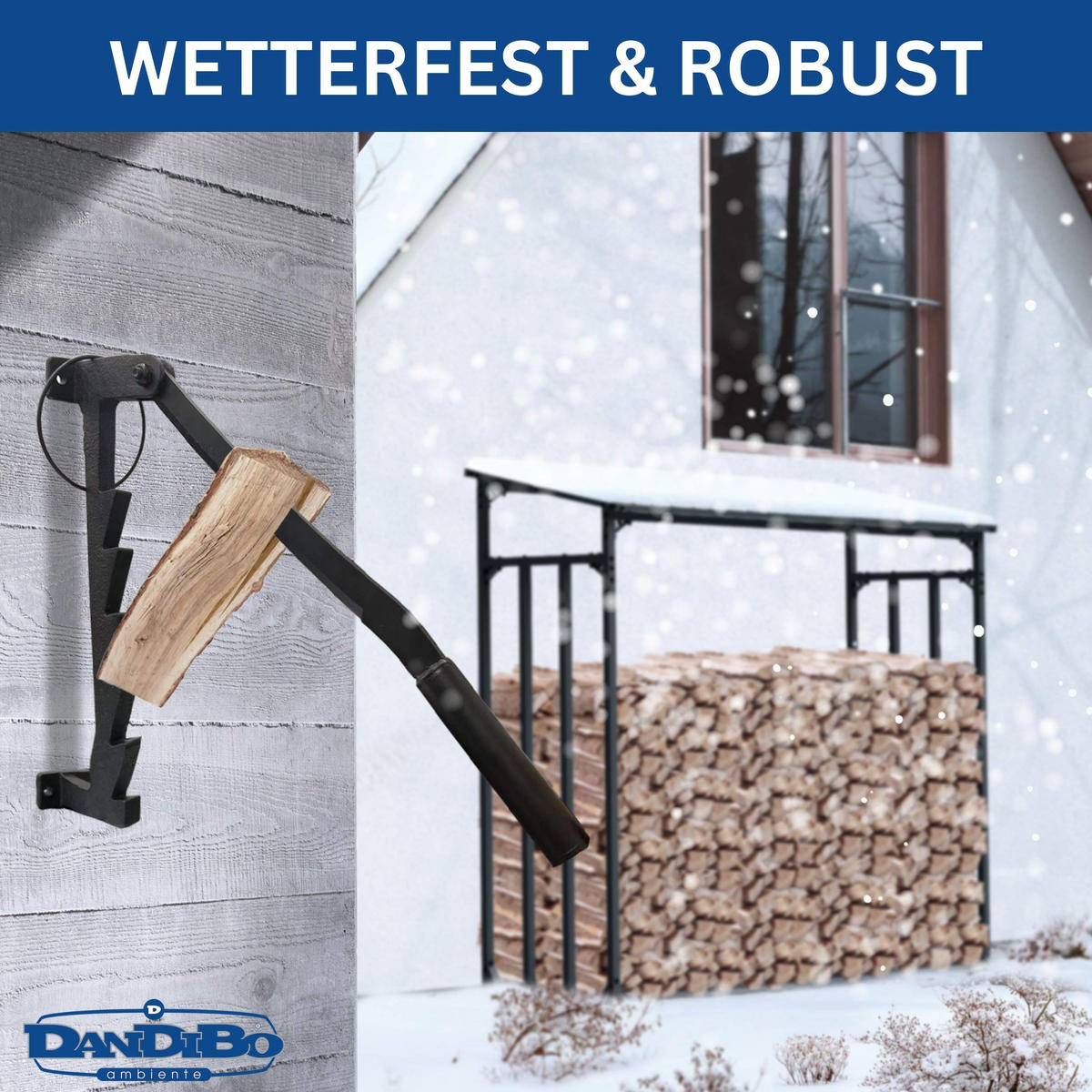 HOLZSPALTER manuell zur Wandmontage Metall Schwarz 42 cm - Schwarz, Metall (13/42/41cm) - DanDiBo