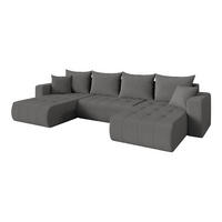 SEDACÍ SOUPRAVA DO U s funkcí spaní a úložným prostorem MILA-U 378x194x86 šedá bouclé - šedá/černá, kompozitní dřevo/textil (378/86/194cm) - ALTDECOR