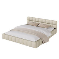 POLSTERBETT 160x200 cm, doppelbett, aus weichem Leinenstoff, beige, niedriges Bettgestell mit Matratzenvertiefung - Beige, Holz/Textil (160/200cm) - BRILVERDE